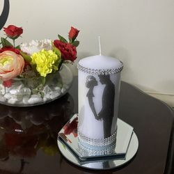 Candle With Picture Of Wedding Medium Size