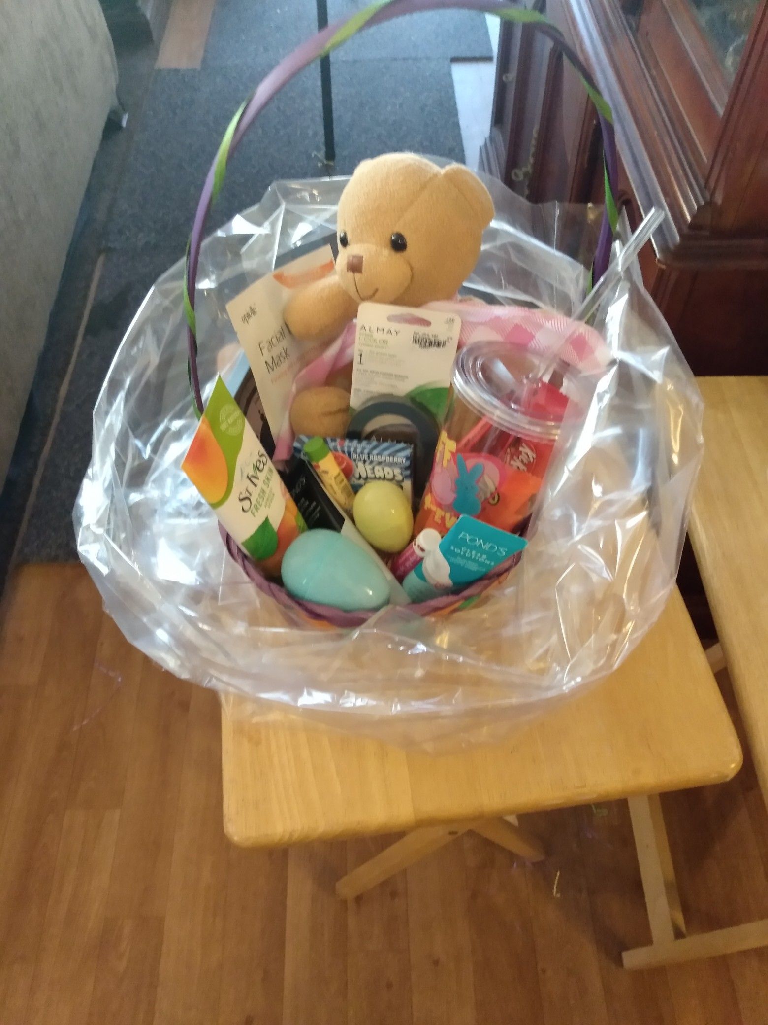 I 4 different wemans brand new Easter baskets with make up chocolate candy and wemans supplies for 25 each