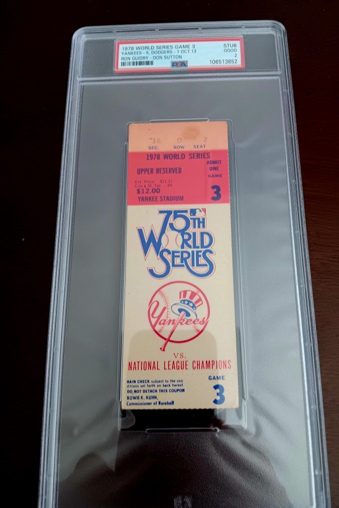 1978 World Series YankeesTicket Stub Graded