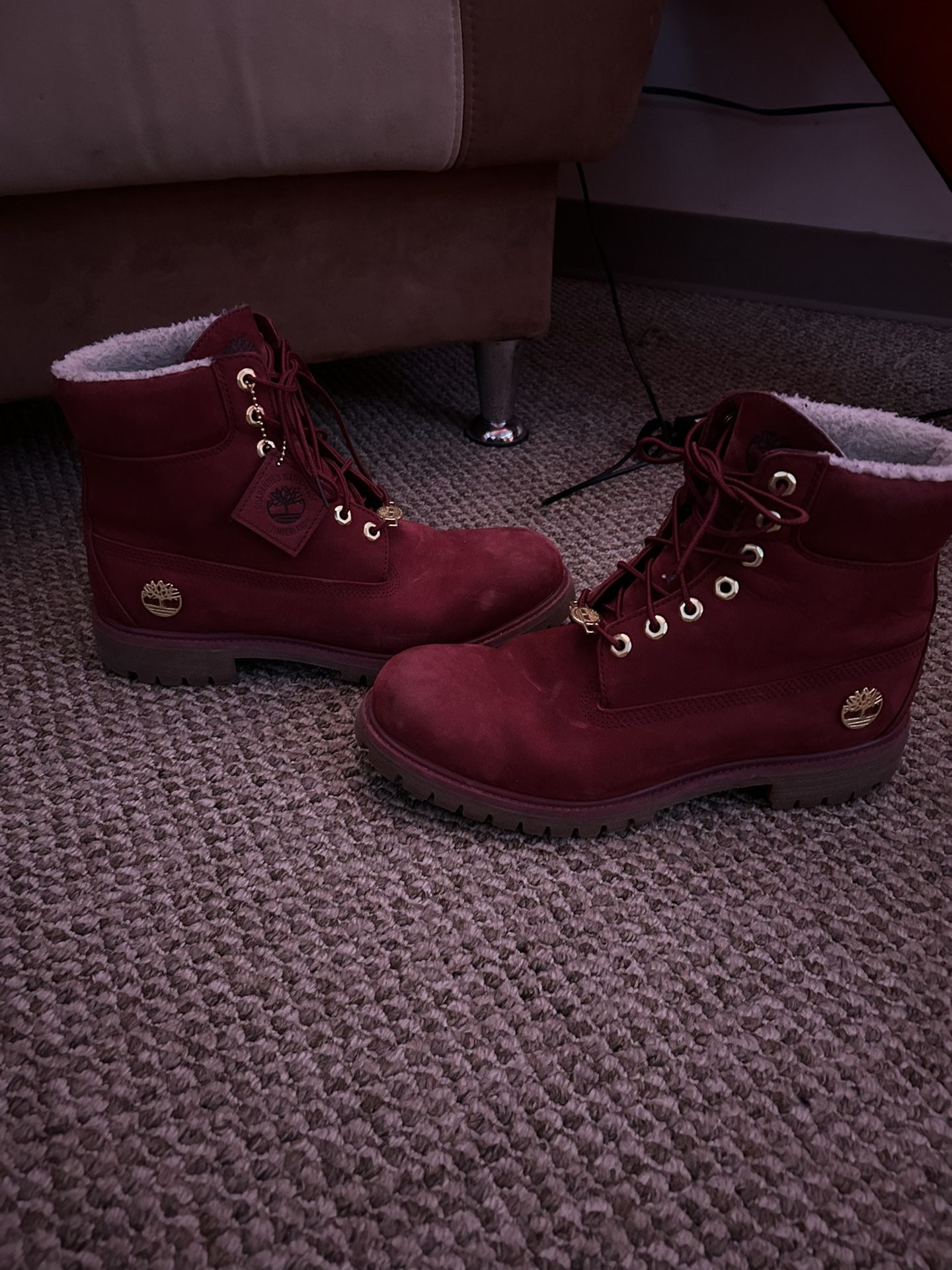 Burgundy Timberland premium 6in Waterproof 