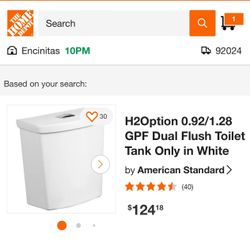 American Standard Toilet Tank, H2Option