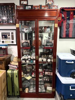 Cherry Wood Glass Door Display Cabinet with entire collection of all kind