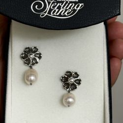 Sterling Silver Pearl Earrings 