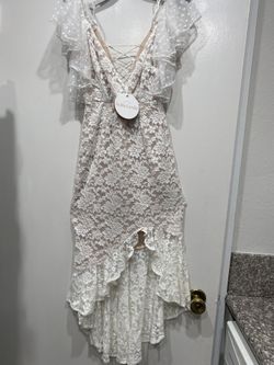 White with nude color lining, Sexy Lace Wedding/reception/party Dress