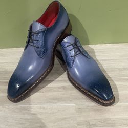 Fennix Italy Dress Shoes Lt Blue Calf/gator Oxford 