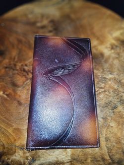 Vintage CAMEO Genuine Steerhide Leather Checkbook Cover Wallet Sunburst Shaded