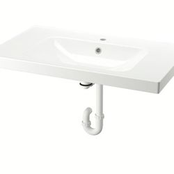ODENSVIK - 32" Sink with RINNEN water trap, white ceramic.