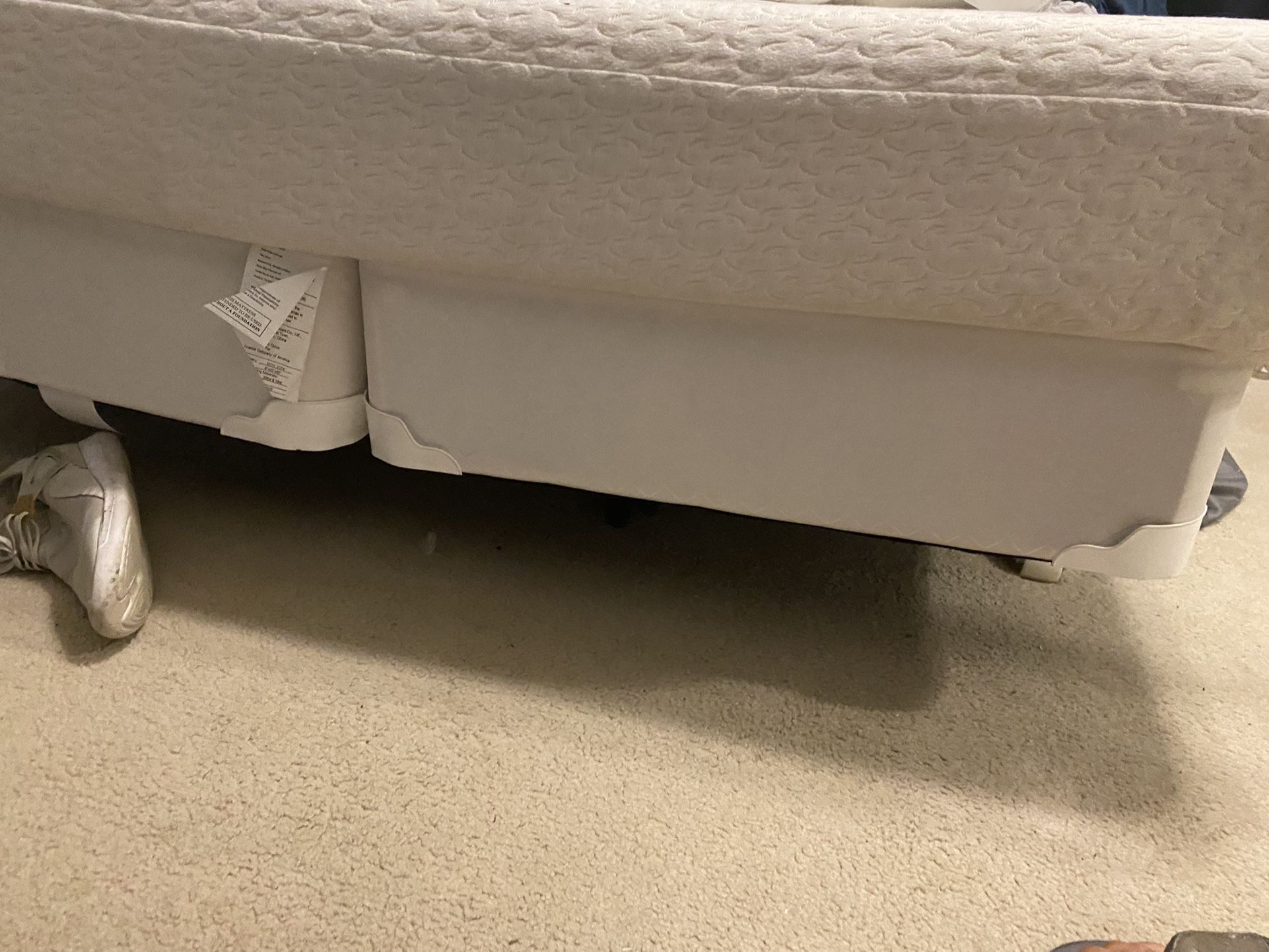 Queen Memory Foam Mattress With Two Piece Box Spring And Metal Frame