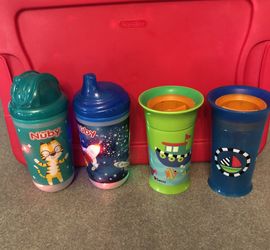 $2 for all 2 Nuby light up Sippy Cups, 2 Sassy 360 Sippy cups