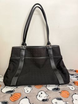 Black Signature Canvas Tote Handbag