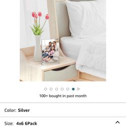 NIUBEE 6Pack 4x6 Clear Acrylic Sign Holder with Sliver Borders and Vertical Stand