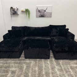 Black Sectional Couch - Free Delivery