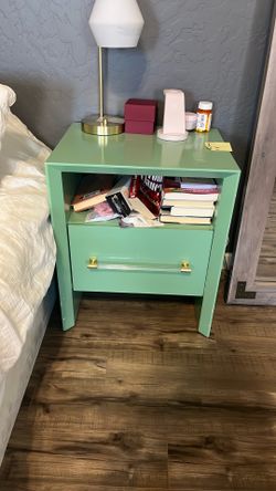 Contemporary teal end table