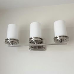 Pair of 24” 3-Light Brushed Nickel Bathroom Vanity Lights