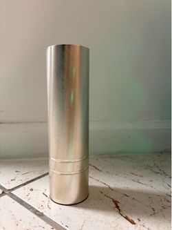 Modern Chrome Silver Cylinder Vase - Sleek Metallic Design $12