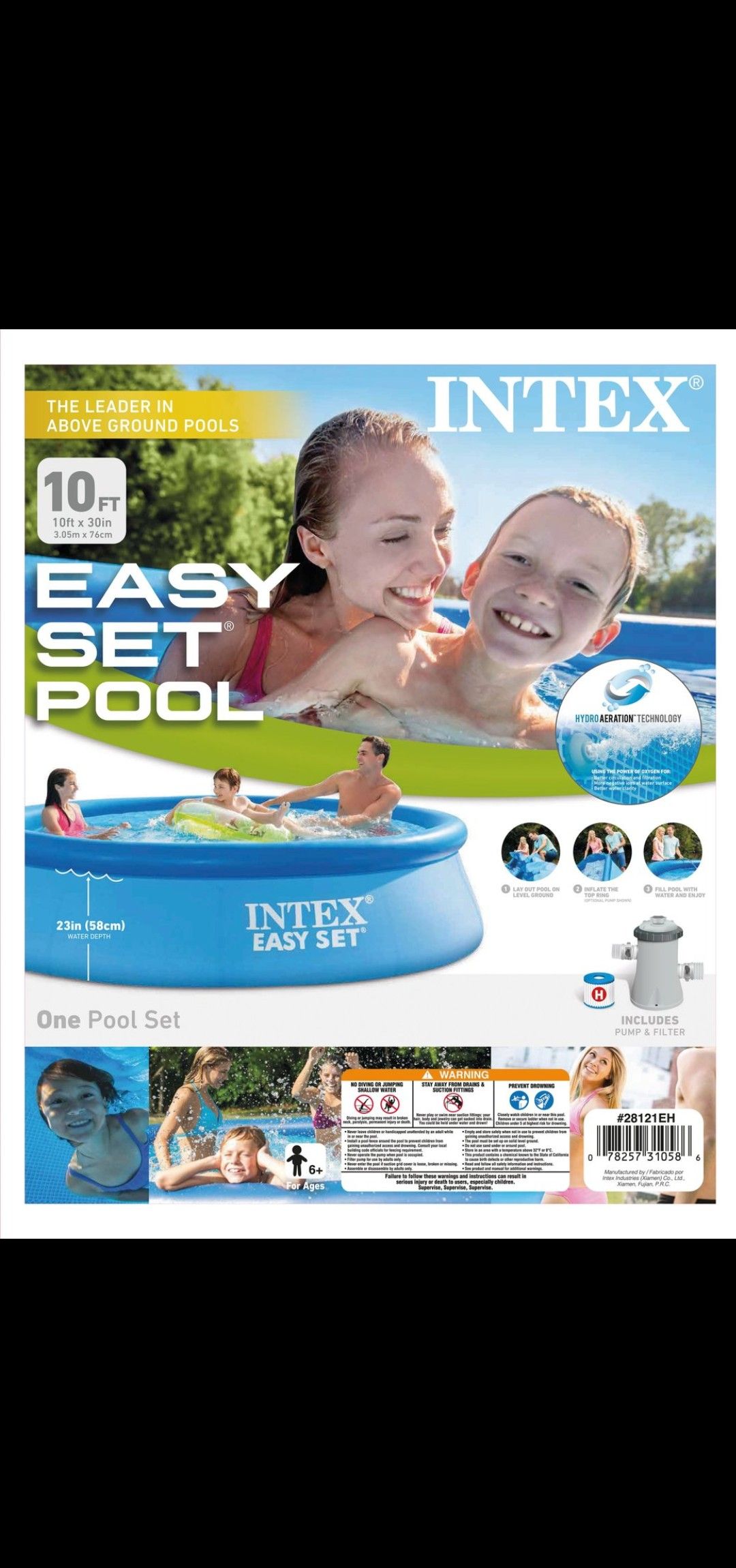 10 ft x 30 in Deep Inflatable Family Swimming Pool Comes with**PUMP AND FILTER** "Don't Be Fooled"