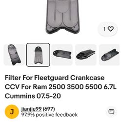 Filter For Fleetguard Crankcase CCV For Ram 2(contact info removed) 5500 6.7L Cummins 07.5-20