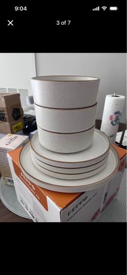 Plates, salt and pepper dispensers, food vacuum, and soap dispenser
