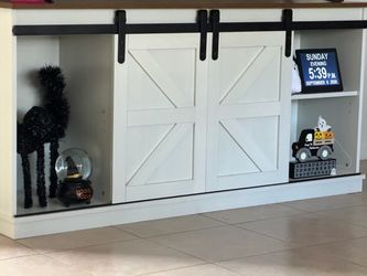 White Barn Door TV Stand Console