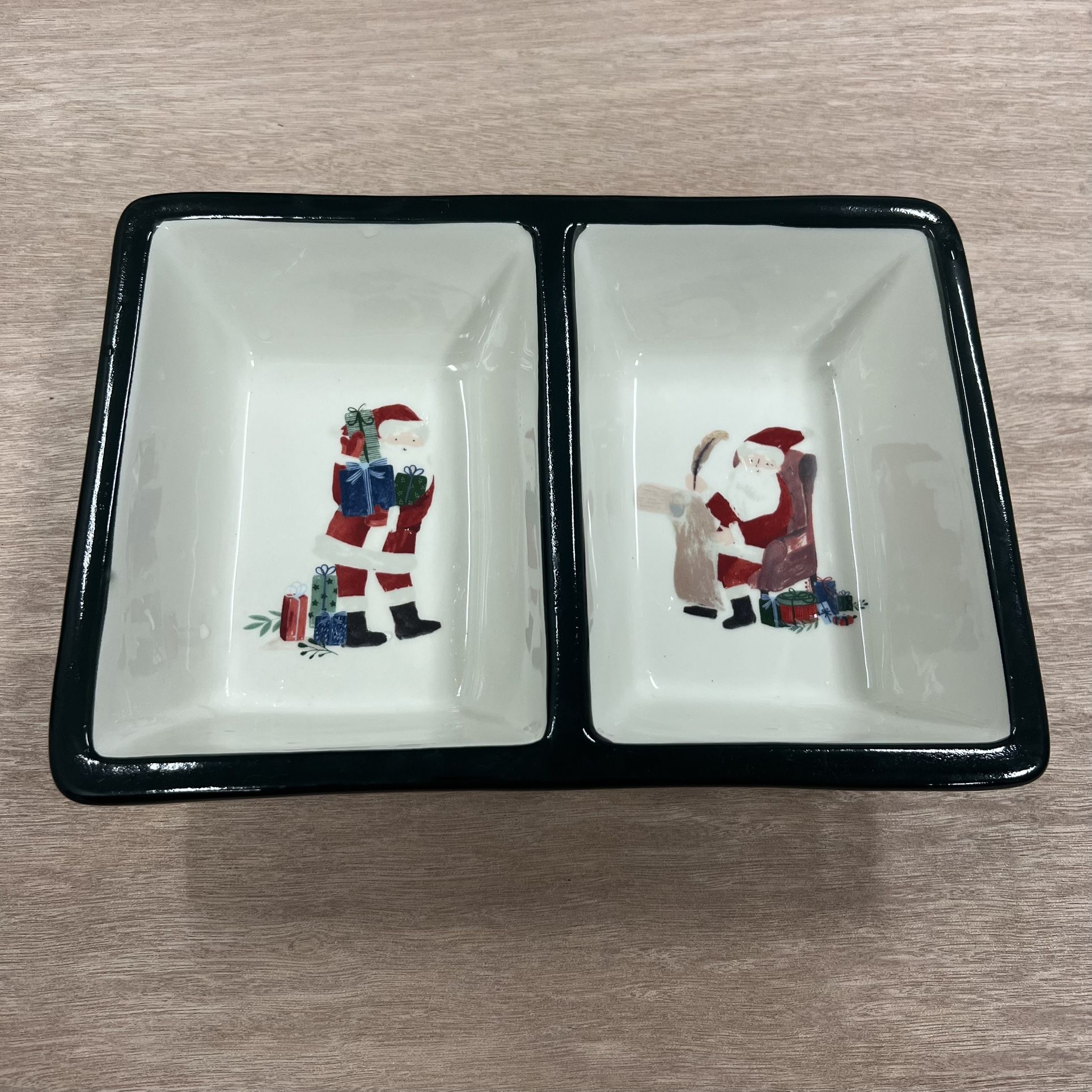 Christmas Santa Claus Ceramic Double Dish