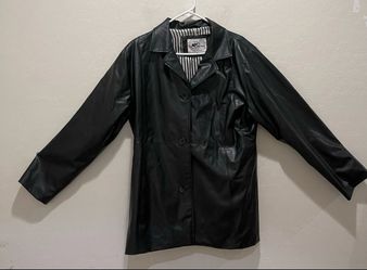 ZLC Collections Vintage Chocolate Black Faux Leather Jacket Lined Pockets XL