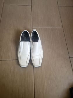 White Leather Slip-On Dress Shoes