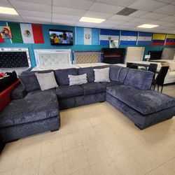 Sectional Grey Sofa Double 🛋 Chaise On Sale For 