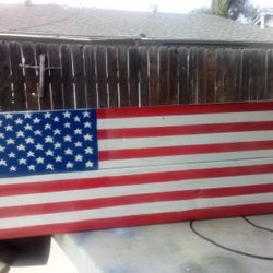 Painted Wooden American Flag 