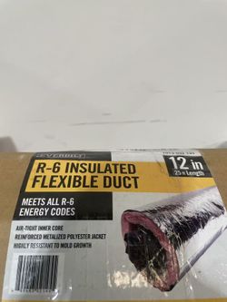 Everbilt 12 in. x 25 ft. R6 Insulated Flexible Duct Silver Jacket (Brand New)