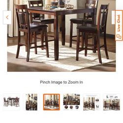Bennox 5-Piece Square Brown Wood Top Dining Room Set Seats 4
