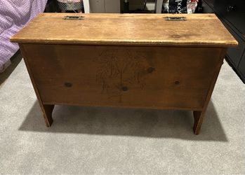 Vintage Wooden Storage Chest with Carved Detail