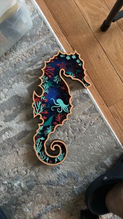 Wood art sea horse