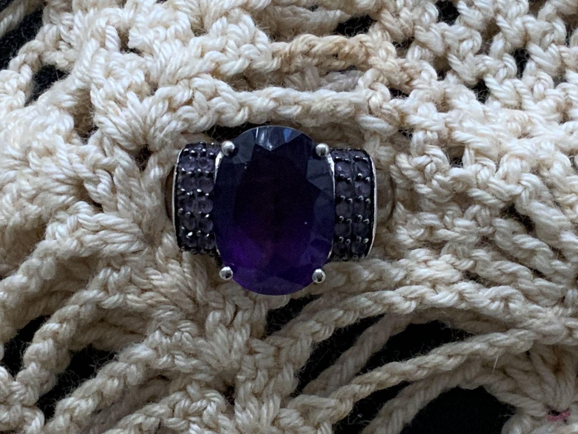 5.1 CTW African Amethyst Sterling Silver Ring Oval & Round Cut |Sz 7 - $60 (Sarasota)