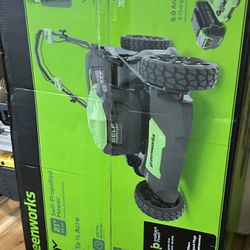 Green Works Electric Lawn Mower With Battery And Charger