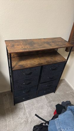 Industrial Dresser with 8 Fabric Drawers