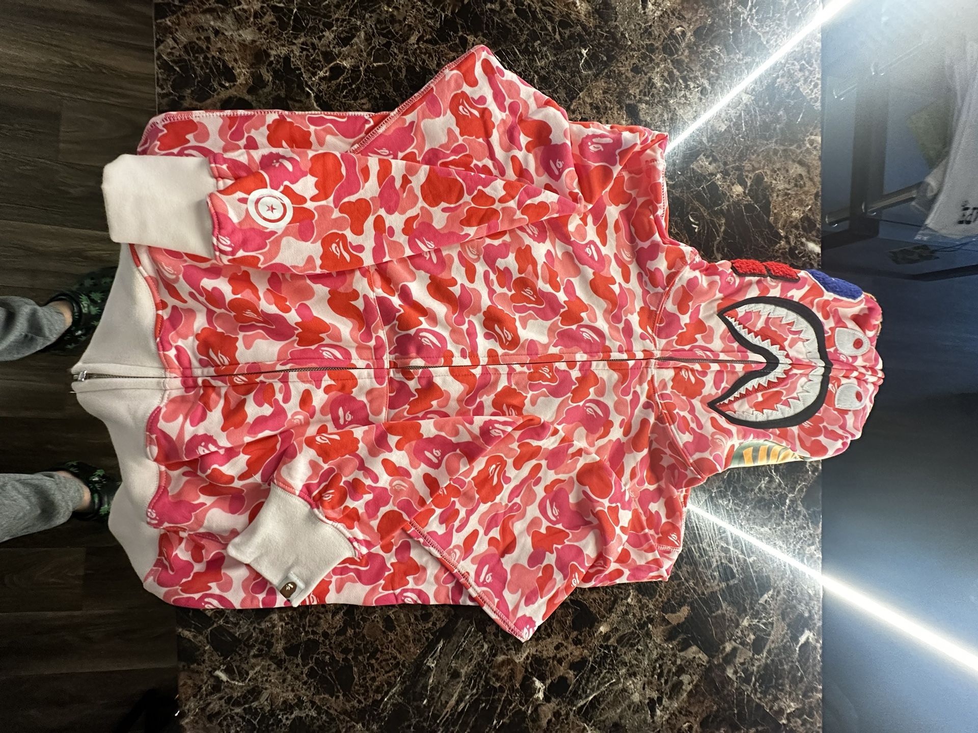 Pink BAPE Shark Hoodie (Heart Camo)