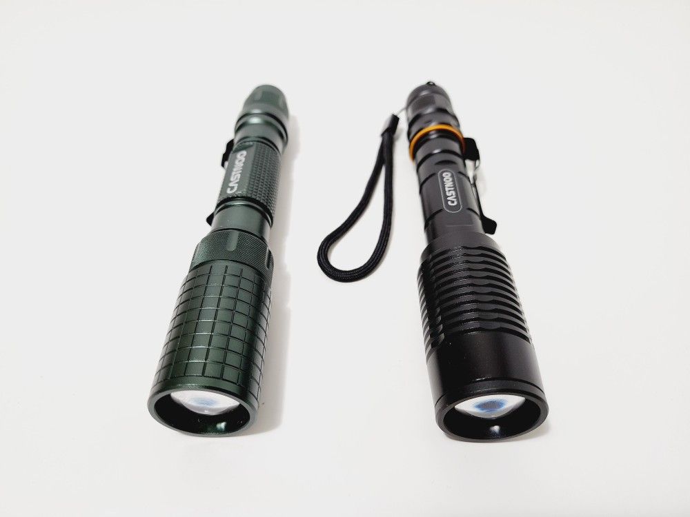 2pcs Castnoo T6 LED 5Modes Flashlight Aluminum Focus Torch ( Black Green )