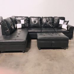 Black Sectional Couch With Ottoman