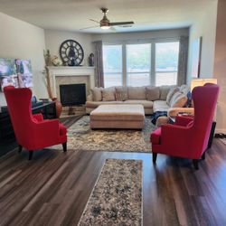 2 Red Wingback CHAIRS