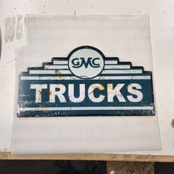 Retro Gmc Trucks  Dealer Faux Vintage Steel Metal Sign 