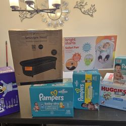 Diapers, Wipes, Bouncer, Snuggle Nest 