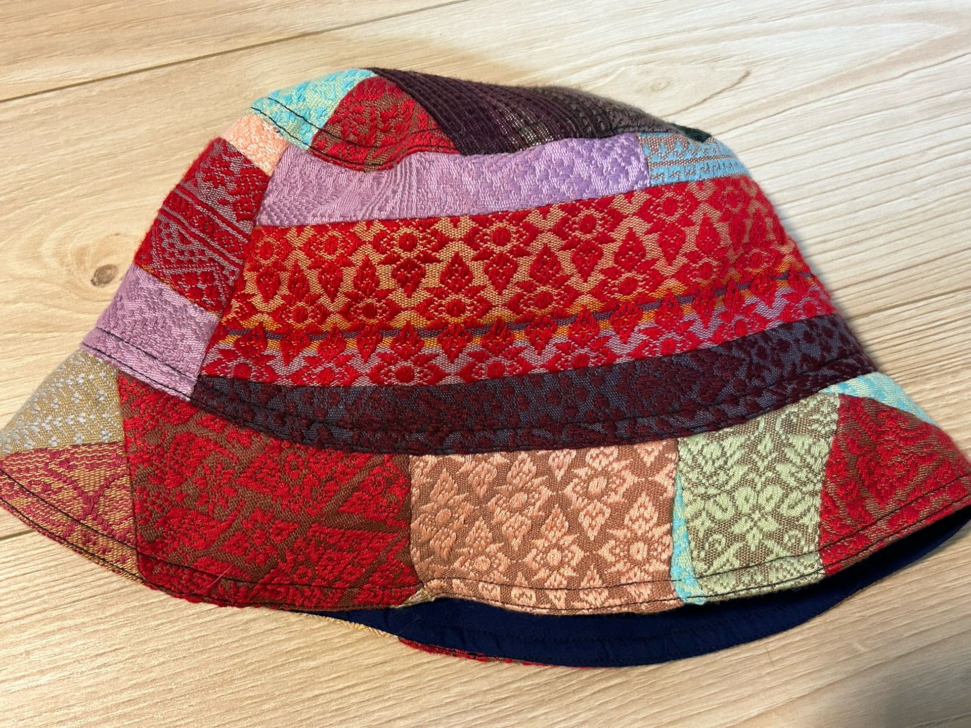 Colorful Patchwork Handmade Bucket Hat Adult Size Thai Fabric 