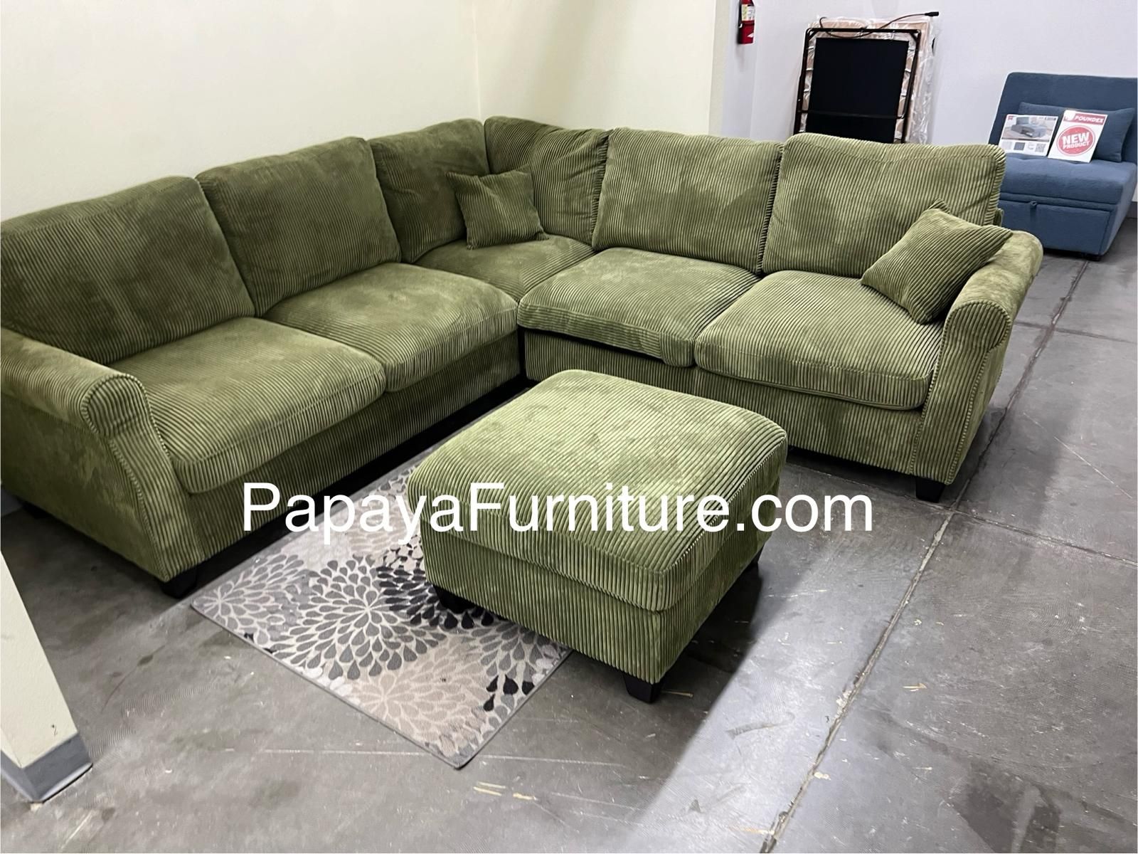 New Sage Green Fabric Sectional Sofa and Ottoman Set Modern Ashley Style Designer Discount Furniture BIG Clearance SALE Many color Black Beige Gray