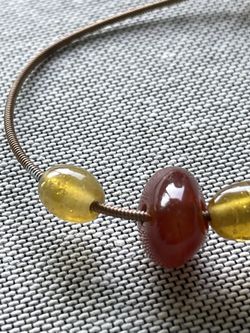 Orange Quartz With Guitar Strings Bracelet 