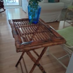 Vintage Boho Rattan Tiki Tables Set