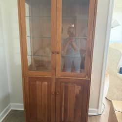 Cherry Lighted Display Cabinet