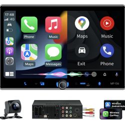 PLZ Single Din Car Stereo Wireless Apple Carplay Android Auto Radio, 10.1" Car Play Touch Screen, Bluetooth 5.3 Car Audio Receiver, 4.2 Channel 240W,