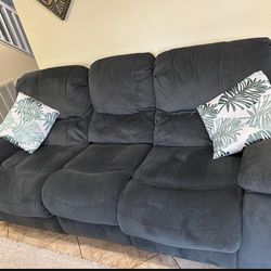 Grey Suede Reclining Sofa And Loveseat 