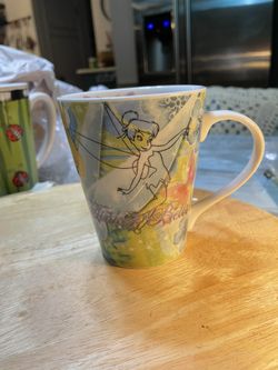 Disney Tink Tinkerbell Mug Jerry Leigh Floral Sparkle Butterfly Peter Pan Fairy