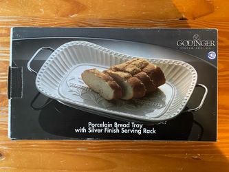 Godinger Porcelain Bread Tray with Silver Serving Rack